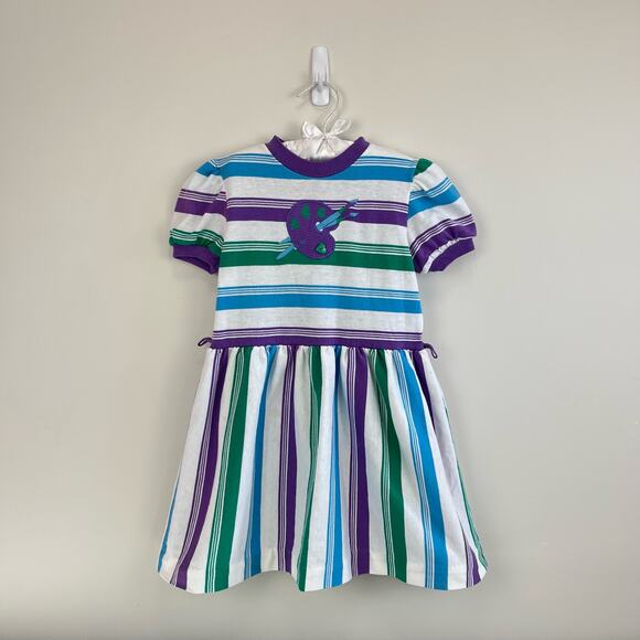 Vintage Healthtex Striped Artist Dress 6 USA - Picture 1 of 6